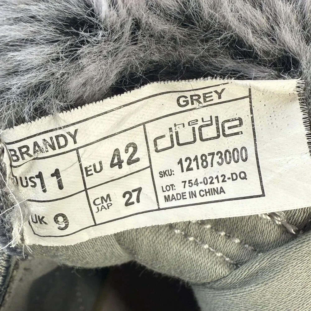 Hey Dude Brandy Women's Grey Slip On Faux Fur Comfort High Top Booties Size 11
